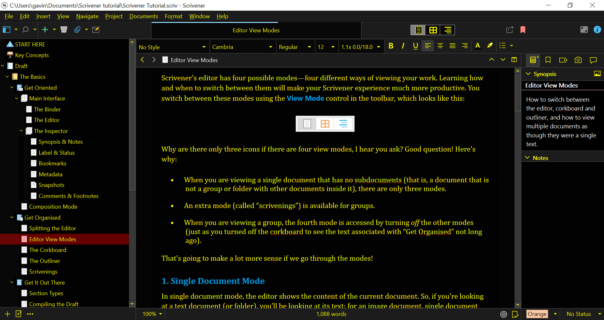 Scrivener 3 for Windows themes • Gavin Gray